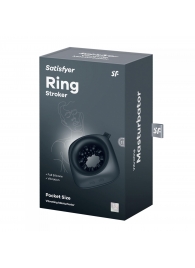 Черный мужской вибромассажер Ring Stroker - Satisfyer - в Подольске купить с доставкой