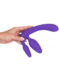 Фиолетовый безремневой страпон с двумя пробками - Orion - купить с доставкой в Подольске