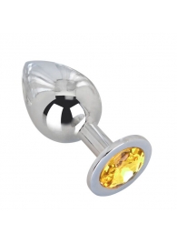 Большой стальной плаг с желтым кристаллом Sweet Lemon - 9,5 см. - Erotic Fantasy - купить с доставкой в Подольске