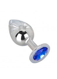 Большой стальной плаг с синим кристаллом Blue Space - 9,5 см. - Erotic Fantasy - купить с доставкой в Подольске