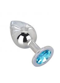 Большой стальной плаг с голубым кристаллом High Sky - 9,5 см. - Erotic Fantasy - купить с доставкой в Подольске