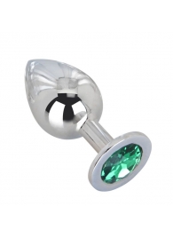 Большой стальной плаг с зеленым кристаллом Green Lime - 9,5 см. - Erotic Fantasy - купить с доставкой в Подольске