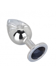 Большой стальной плаг с черным кристаллом Black Rave - 9,5 см. - Erotic Fantasy - купить с доставкой в Подольске