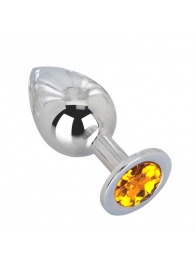 Большой стальной плаг с оранжевым кристаллом Juicy Orange - 9,5 см. - Erotic Fantasy - купить с доставкой в Подольске