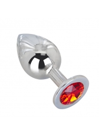 Большой плаг из стали с красным кристаллом Red Flame - 9,5 см. - Erotic Fantasy - купить с доставкой в Подольске
