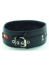 Черно-красный ошейник на пряжке - БДСМ Арсенал - купить с доставкой в Подольске