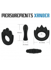 Черное эрекционное кольцо с массажными гребнями Rooster Xander - Velv or - в Подольске купить с доставкой