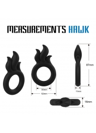 Черное эрекционное кольцо-пламя Rooster Hawk - Velv or - в Подольске купить с доставкой