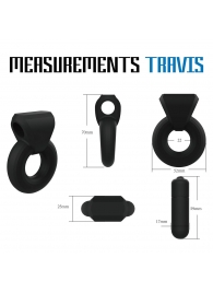 Черное эрекционное виброкольцо Rooster Travis - Velv or - в Подольске купить с доставкой