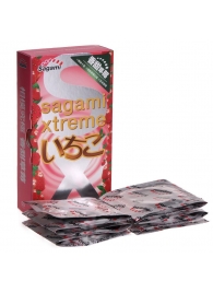 Презервативы Sagami Xtreme Strawberry c ароматом клубники - 10 шт. - Sagami - купить с доставкой в Подольске