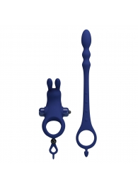 Синее эрекционное виброкольцо со съемным анальным хвостом - Baile - в Подольске купить с доставкой