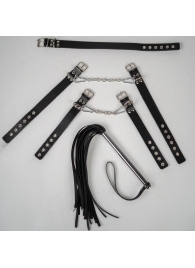 БДСМ-набор с плёткой в черном цвете - Crazy Handmade - купить с доставкой в Подольске