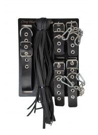 БДСМ-набор с плёткой в черном цвете - Crazy Handmade - купить с доставкой в Подольске