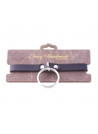 Черный кожаный чокер с большим кольцом - Crazy Handmade - купить с доставкой в Подольске