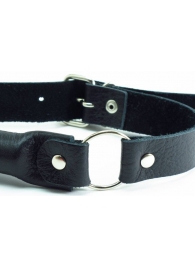 Черный кожаный кляп-трензель на кольцах - БДСМ Арсенал - купить с доставкой в Подольске