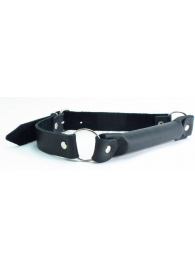 Черный кожаный кляп-трензель на кольцах - БДСМ Арсенал - купить с доставкой в Подольске