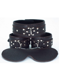 Набор БДСМ-аксессуаров из мягкой кожи черного цвета - БДСМ Арсенал - купить с доставкой в Подольске