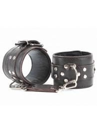 Коричневые оковы из мягкой кожи на металлической цепочке - БДСМ Арсенал - купить с доставкой в Подольске