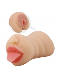 Телесный двусторонний мастурбатор Sarah - ротик и вагина - Baile - в Подольске купить с доставкой