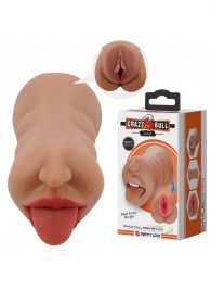 Темно-бежевый двусторонний мастурбатор Sarah - ротик и вагина - Baile - в Подольске купить с доставкой