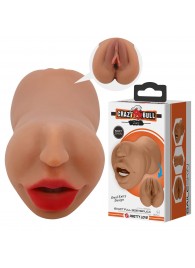Темно-бежевый двусторонний мастурбатор Zoey - ротик и вагина - Baile - в Подольске купить с доставкой