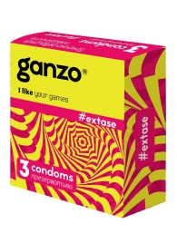Презервативы анатомической формы с точечной и ребристой структурой Ganzo Extase - 3 шт. - Ganzo - купить с доставкой в Подольске