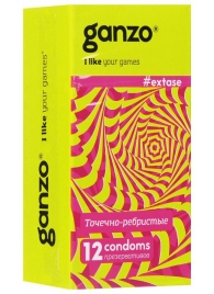 Презервативы анатомической формы с точечной и ребристой структурой Ganzo Extase - 12 шт. - Ganzo - купить с доставкой в Подольске