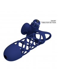 Синяя насадка на пенис Powerful Ring - 13,5 см. - Baile - в Подольске купить с доставкой