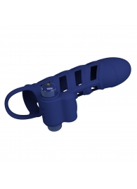 Синяя насадка на пенис Powerful Ring - 18,8 см. - Baile - в Подольске купить с доставкой