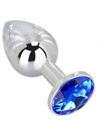 Анальное украшение BUTT PLUG  Small с синим кристаллом - 7 см. - Anal Jewelry Plug - купить с доставкой в Подольске