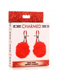 Красные зажимы на соски с помпонами Pom Pom - XR Brands - купить с доставкой в Подольске