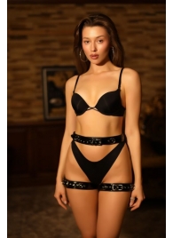 Черный пояс с гартерами «БДСМ Барби» - БДСМ Арсенал - купить с доставкой в Подольске