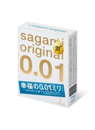 Увлажнённые презервативы Sagami Original 0.01 Extra Lub - 2 шт. - Sagami - купить с доставкой в Подольске