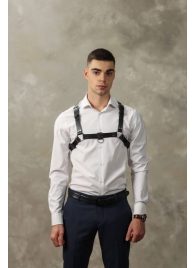 Черная мужская кожаная портупея №4 - БДСМ Арсенал - купить с доставкой в Подольске