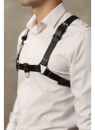 Черная мужская кожаная портупея №4 - БДСМ Арсенал - купить с доставкой в Подольске