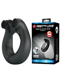 Черное эрекционное кольцо Dahlia с 2 стимулирующими щеточками - Baile - в Подольске купить с доставкой