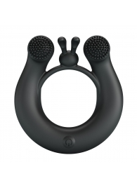 Черное эрекционное кольцо Dahlia с 2 стимулирующими щеточками - Baile - в Подольске купить с доставкой