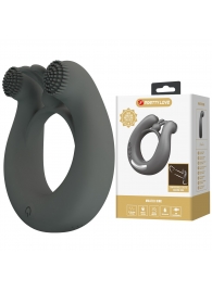 Серое эрекционное кольцо Dahlia с 2 стимулирующими щеточками - Baile - в Подольске купить с доставкой