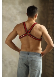 Черно-красная мужская портупея Black-Red - БДСМ Арсенал - купить с доставкой в Подольске