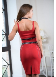 Черно-серебристая портупея-юбка plus size с цепочками - БДСМ Арсенал - купить с доставкой в Подольске