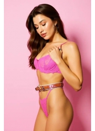 Эффектный розовый пояс из голографической эко-кожи - БДСМ Арсенал - купить с доставкой в Подольске