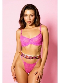 Эффектный розовый пояс из голографической эко-кожи - БДСМ Арсенал - купить с доставкой в Подольске