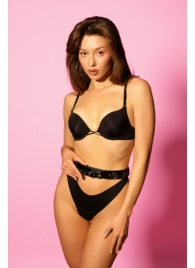 Эффектный черный пояс из лаковой эко-кожи - БДСМ Арсенал - купить с доставкой в Подольске