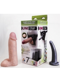 Страпон-унисекс с двумя насадками UNI strap 7  Harness - 19 и 16 см. - LOVETOY (А-Полимер) - купить с доставкой в Подольске