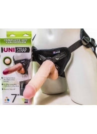 Страпон-унисекс с двумя насадками UNI strap 7  Harness - 19 и 16 см. - LOVETOY (А-Полимер) - купить с доставкой в Подольске