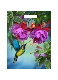 Пакет с принтом в виде колибри в цветах с вырубной ручкой (31х40 см) - Сима-Ленд - купить с доставкой в Подольске