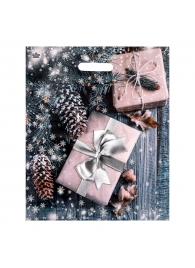Новогодний пакет с принтом в виде подарков и вырубной ручкой (45х38 см) - Сима-Ленд - купить с доставкой в Подольске