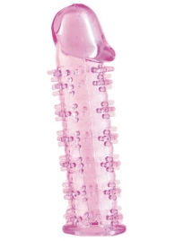 Розовая насадка на пенис с шипами - 12,5 см. - A-toys - в Подольске купить с доставкой
