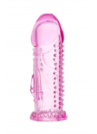 Розовая насадка на пенис с шипиками и коготком - 13,5 см. - A-toys - в Подольске купить с доставкой