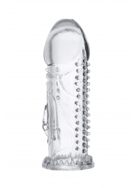 Прозрачная насадка на пенис с шипиками и коготком - 13,5 см. - A-toys - в Подольске купить с доставкой